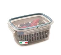 Snips Veggie SnipsLock Food Container 1.2 L, Grid, Blue, Made in Italy