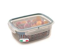 Snips, Veggie SnipsLock 1.8 LT Rectangular Food Container with Removable Basket, 4 Safety Closures, Freshness Seal, Blue, 22.5 x 17.7 x 9 cm, Made in Italy