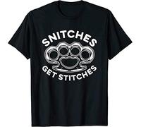 Snitches Get Stitches Men T-Shirt Size L Black