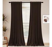 SNITIE Brown Velvet Curtains Rod Pocket and Back Tab Top Thermal Insulated Soft Blackout Curtains for Bedroom Living Room 52x96 Inch 2 Panels