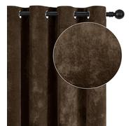 SNITIE Chocolate Crushed Velvet Curtains 52" x 96" with Grommets Thermal Insulation Soundproofing and Light Filtering Window Treatments Ideal for Living Room Bedroom Office - Set of 2 Panels