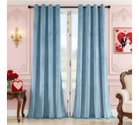 SNITIE Sky Blue 63in Long Velvet Curtains with Grommet, Super Soft Noise Reducing Thick Light Filtering Velvet Drapes for Living Room and Bedroom, Set of 2 Panels, 52 x 63 Inch Long