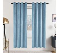 SNITIE Sky Blue 72in Long Velvet Curtains with Grommet, Super Soft Noise Reducing Thick Light Filtering Velvet Drapes for Living Room and Bedroom, Set of 2 Panels, 52 x 72 Inch Long