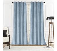 SNITIE Sky Blue 84in Long Velvet Curtains with Grommet, Super Soft Noise Reducing Thick Light Filtering Velvet Drapes for Living Room and Bedroom, Set of 2 Panels, 52 x 84 Inch Long
