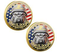 SNKVAUP USMC 250th Anniversary Challenge Coin - Double-Sided Marine Corps Commemorative with Bulldog & Iwo Jima - Military Gift for Veterans & Collectors (2PCS)