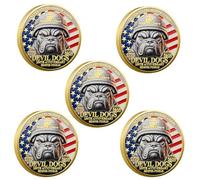 SNKVAUP USMC 250th Anniversary Challenge Coin - Double-Sided Marine Corps Commemorative with Bulldog & Iwo Jima - Military Gift for Veterans & Collectors (5PCS)