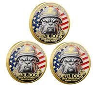 SNKVAUP USMC 250th Anniversary Challenge Coin - Double-Sided Marine Corps Commemorative with Bulldog & Iwo Jima - Military Gift for Veterans & Collectors (3PCS)