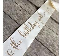 Snlioek White The Birthday Girl Sash, Birthday Sash for Girls and Women, Birthday Party Accessory for Celebrations and Special Occasions