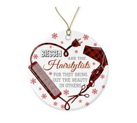 SNMDesigns Blessed are The Hairstylists Ornament - Hairstylists Christmas Ornament - Hair Christmas Ornament - Thanksgiving Ceramic Ornament Printed on Both Sides