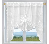 SNMYGS Lace Valances, Semi-Sheer Floral Lace Window Valance, 59 x 39 Inch 1 Panel Rod Pocket Swag Curtain, Hollow Knitted Embroidery Design for Kitchen, Bathroom, Bedroom, Living Room and Cafe Decor