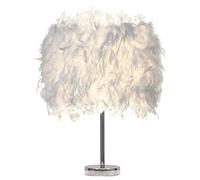 Snner Bedside Table Light Feather Lamp, Table Lamp, Bedside Lamps, White Lampshade Plume Desk Lamp Night Light for Living Room
