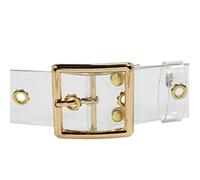 Snner Womens Transparent Jelly Waist Belts Resin Long Ladies Clear Belt Dress Waistband with Gold Round Buckle