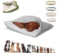 Sno-ozies Snuggles Burrows Bed, Removable Covered Burrow Dog Bed, Dog Calming Blanket, Cozy Nest Style Deeper Sleep for Dogs and Cats, Cottons Linen Surface and Plush Surface Optional (Silver,M)