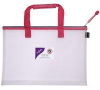 Snoap Snopake A3 High Capacity Eva Mesh Project/book Bag Pack Of 1 Heavy Duty Bag With Soft Grip Carry Handle Clear/red 15876