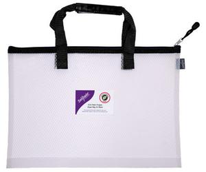 Snoap Snopake A3 High Capacity Eva Mesh Project/book Bag Pack Of 1 Heavy Duty Bag With Soft Grip Carry Handle Clear/black