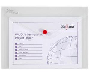 Snoap Snopake A5 Polyfile Popper Wallet With Press Stud Closure Clear Pack Of 5