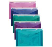 Snoap Snopake Foolscap Polyfile Trio Pack Of 5 3-Part Popper Wallet With Removable Index Tabs And Press Stud Closure Electra Assorted