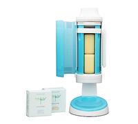 SNOAP Theia - Luxury Solid Soap Dispenser - Glossy White & SNOAP Blue Dispenser - With Countertop Stand, Wall Mount & 2 Precious Planet Soaps (110g Each) - Long lasting & Luxury Experience