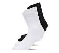 Snocks Women's Sports Socks Cushioned 4 Pairs Crew Sport Socks Multicoloured Size UK 6-8 - Black and White Long Trainer Cotton Socks for Women