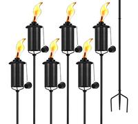 SNOGSWOG 6 Pack Garden Torches, 16 oz Metal Torch for Outside with 3-Prong Grounded Stake, Outdoor Decorative Citronella Torches, 59 inch Garden Décor Torches