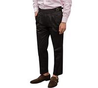 Snoly Men's Spring Fall Retro Cotton Tapered Leg Flat Front Chino Pant Straight Western Gurkha Pants, Black, Medium