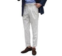 Snoly Men's Spring Fall Retro Cotton Tapered Leg Flat Front Chino Pant Straight Western Gurkha Pants, White, X-Large