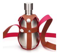 SNOMEL 16.9 Oz Stainless Steel Gourd Bottle, Metal Gourd Water Bottle with Brown Strap, Small Drinking Gourd, Whiskey Alcohol Liquor Flask Flagon for Men Women Outdoor