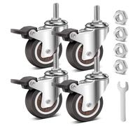 SNOMEL 2 Inch Stem Casters Wheels Set of 4 with Dual Locking, M8 x 25 mm (Screw Diameter 8 mm, Length 25 mm) Heavy Duty Casters, 880 Lbs Castor Wheels, Threaded Swivel Wheels for Cart Furniture