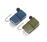 SNOMEL 2 Pcs Tiny Mini Travelers Pocket Notebook, 1.89" x 1.3" Miniature Leather Journal, Little Blank Journal Dairy, Vintage Small Notepad Memo (Green & Blue)