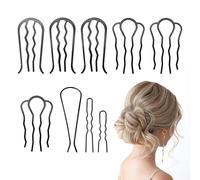 SNOMEL 9 Pieces Metal Hair Forks, U Shape Hair Comb Clips, Hair Stick Pins for Updo Bun, French Twist Hair Pin Accessories for Women (Black)