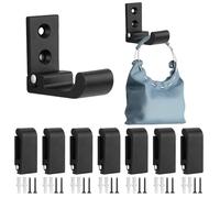 SNOMEL 9 Pieces Wall Mounted Folding Coat Hooks with Screws, Aluminum Alloy Foldable Flip Drop Down Hook, Heavy Duty Folding Wall Hanger Holder for Hanging Coats Keys Backpack Bags Purse (Black)