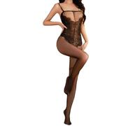 SNOMYRS Fishnet Bodysuit Mesh Sexy Lingerie Tight Nightwear Lace Rave Babydoll Bodystocking Easter Valentine's Day for Women