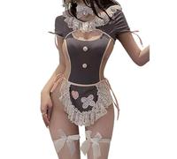 SNOMYRS Maid Outfit Anime Cosplay Costume Japanese Sweet Apron Fancy Kawaii Lace Up One Piece Lingerie Bodysuit