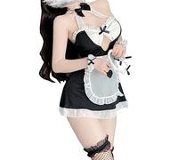 SNOMYRS Maid Outfit Lolita Cosplay Lingerie Kawaii Cat Maid Apron Sexy Bunny French Maid Dress Halloween Costume Black