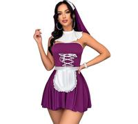 SNOMYRS Maid Outfit Women Sexy Nun Maid Uniform Cosplay Outfits Halloween Costume Apron Dress French Lingeries Bodysuit