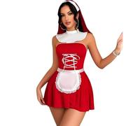 SNOMYRS Maid Outfit Women Sexy Nun Maid Uniform Cosplay Outfits Halloween Costume Apron Dress French Lingeries Bodysuit