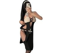 SNOMYRS Sexy Nun Costume Adult Anime Lingerie Devil Goth Cosplay Roleplay Outfit Halloween Party Black
