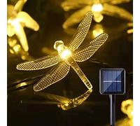 SNOMYRS Solar Dragonfly String Lights Outdoor 21 Ft 30 LED Waterproof Fairy Lights with 8 Lighting Modes for Garden Yard Lawn Patio Grass Wedding Christmas Decor (Warm White)