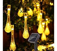 SNOMYRS Solar String Light Outdoor 21 Ft 30 Led Water Drop Solar Powered Lights with 8 Modes Waterproof Crystal Lights for Patio Garden Yard Tree Wedding Party Home Porch Decor (Warm White)