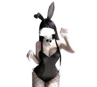 SNOMYRS Women Bunny Costume Adult Anime Cosplay Lingerie Goth Sexy Bunny Suit Bodysuit Outfit For Halloween Rave Easter Club Black