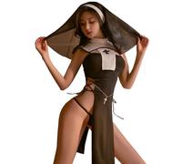 SNOMYRS Women Sexy Nun Lingerie Anime Cosplay Costume The Nun Costume Halloween Costumes Qipao Outfit Dress