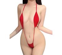 SNOMYRS Women's Sexy Lingerie Ultra-Thin Cut Out Bodysuit Solid Color Spaghetti Strap Tie Strap Monokini Swimsuit