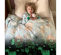 SNOOG Kids Glow in The Dark Animal Safari Blanket - 50"x60" Twin/Throw Fleece Blanket for Girls & Boys