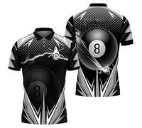 Snooker Billiard Polo Shirts for Men 3D Printed T Shirt No.8 Black Ball Graphic Short Sleeves Billiard Player Polo Shirt Uniform Training Clothings