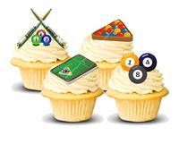 Snooker Pool Edible Thick Standing Cupcake Toppers Birthday Party Cake Decorations Easy to cut