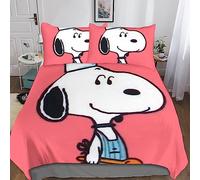 Snoopy 3 Pcs 3D Print Lovely Dog Duvet Cover Set with Pillow Cases,Microfiber Pattern Bedding Set Size for Kids & Teens Quilt Cover with Hidden Zipper Closure Double（200x200cm）