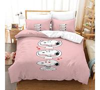 Snoopy 3D Duvet Cover 3-Piece Set，puppy Pattern Fleece Thickening Soft Microfiber Quilt Cover for Kids Teens Double（200x200cm）