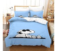 Snoopy 3D Duvet Cover Cartoon Printed Bedding Set Microfiber Duvet Cover Set with Zipper Closure Bedding Set Duvet Cover Set 3-piece Modern Style for Girls, Boys And Teenagers Double（200x200cm）