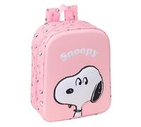 SNOOPY 3D Nursery Backpack, Adaptable to Cart, Easy Cleaning, Ideal for Children of Different Ages, Comfortable and Versatile, Quality and Resistance, 22 x 10 x 27 cm, light pink, M, Casual