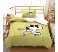 Snoopy 3D Printed Cartoon Quilt Cover, Bedding with Zipper Pillowcase Suitable for Children, Teenagers And Boys Single（135x200cm）